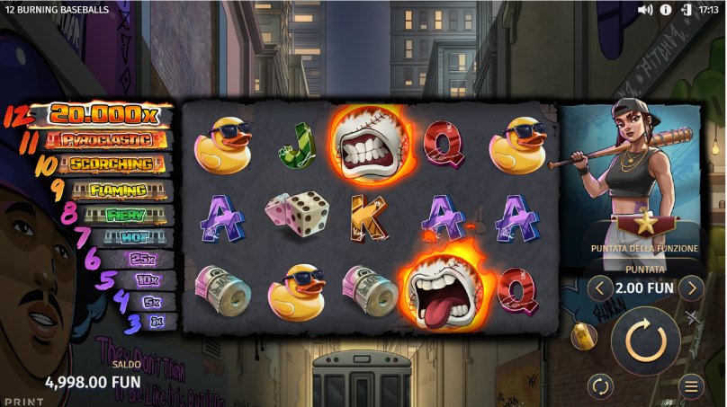 12 burning baseballs screenshot slot