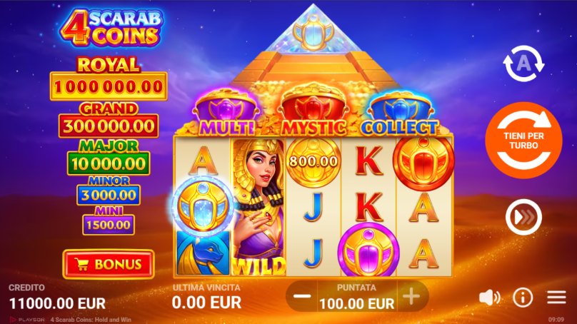 4 scarab coins hold and win slot screenshot
