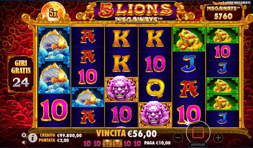 5 lions megaways bonus
