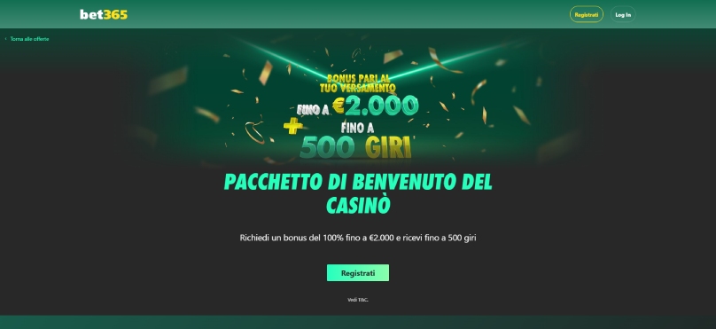 bet 365 bonus benvenuto screenshot