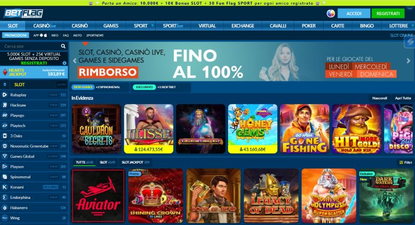 Schermata di una slot machine su Betflag con simboli colorati e interfaccia intuitiva