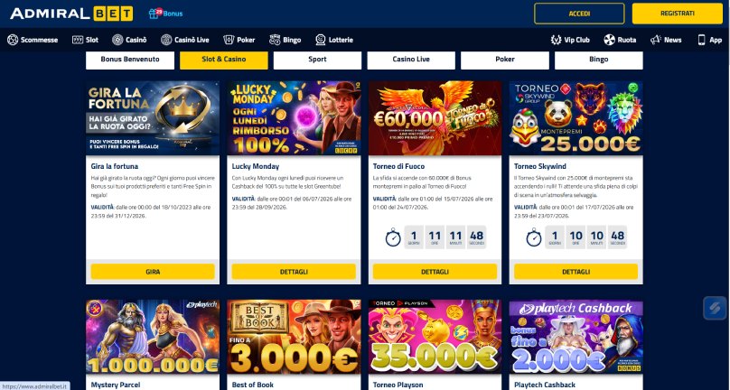 bonus utenti iscritti admiralbet