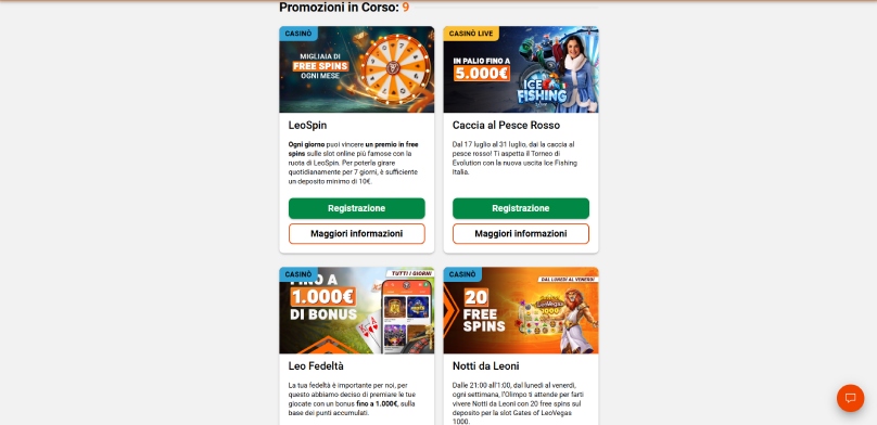 bonus utenti iscritti leovegas