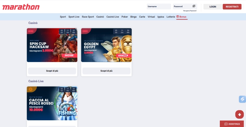 bonus utenti iscritti marathonbet