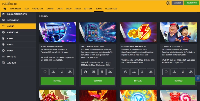 bonus utenti iscritti planetwin365