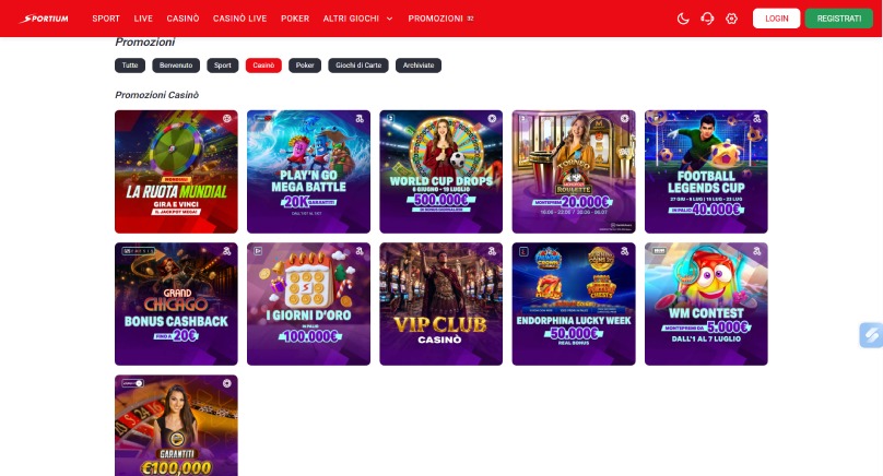 bonus utenti iscritti sportium screenshot