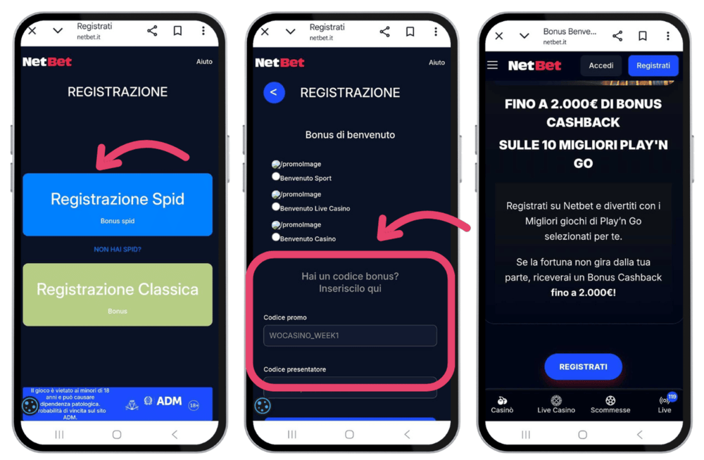 codice bonus netbet registrazione guidata