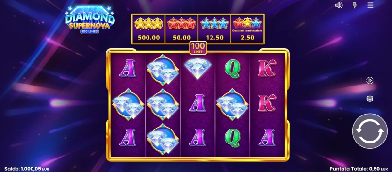 diamond supernova 100 slot screenshot
