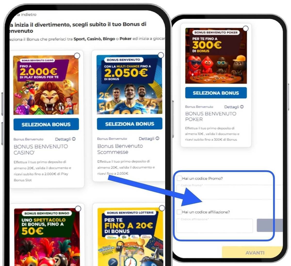 dove inserire codice promozionale goldbet