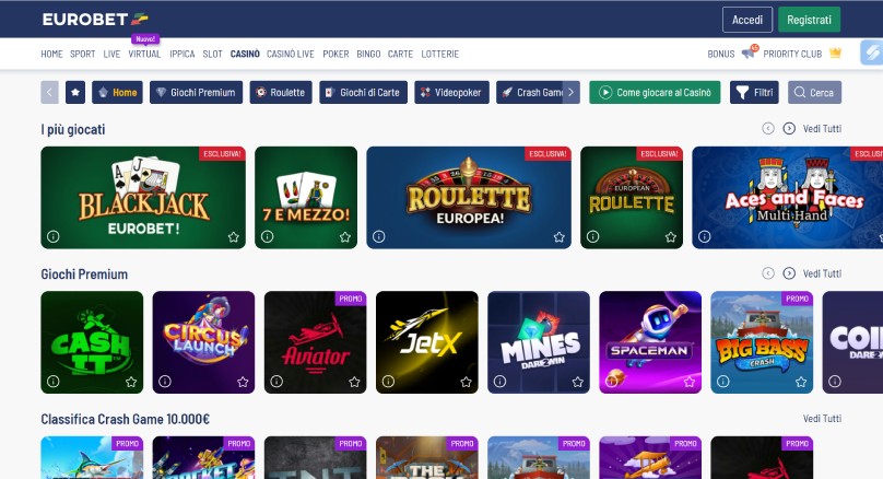 eurobet intro casino screenshot