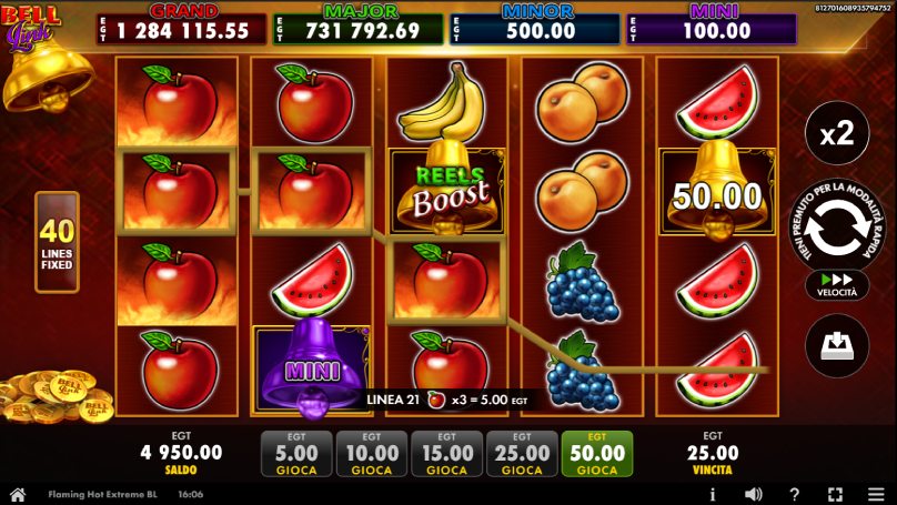 flaming hot extreme bell link screenshot slot
