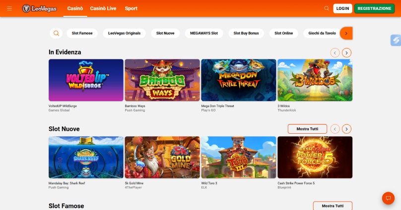 leovegas casino screenshot intro