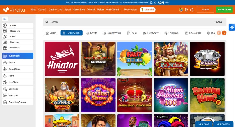 nuovo casino vincitu screenshot