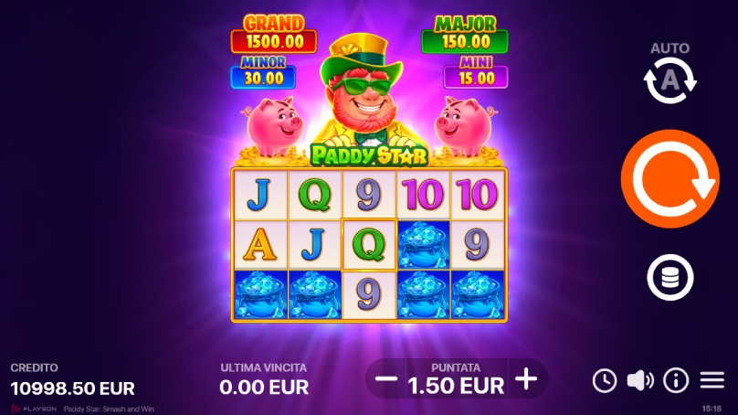 paddy stars smash and win slot screenshot