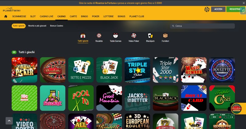 planetwin365 casino intro screenshot 2