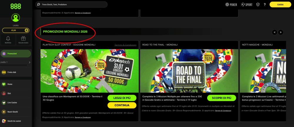 promo 888casino speciale mondiali