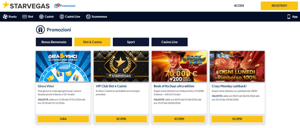 promozioni starvegas per utenti registrati