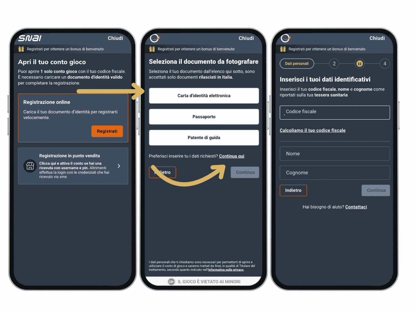registrazione snai casino