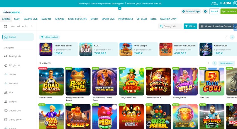 starcasino screenshot home tris