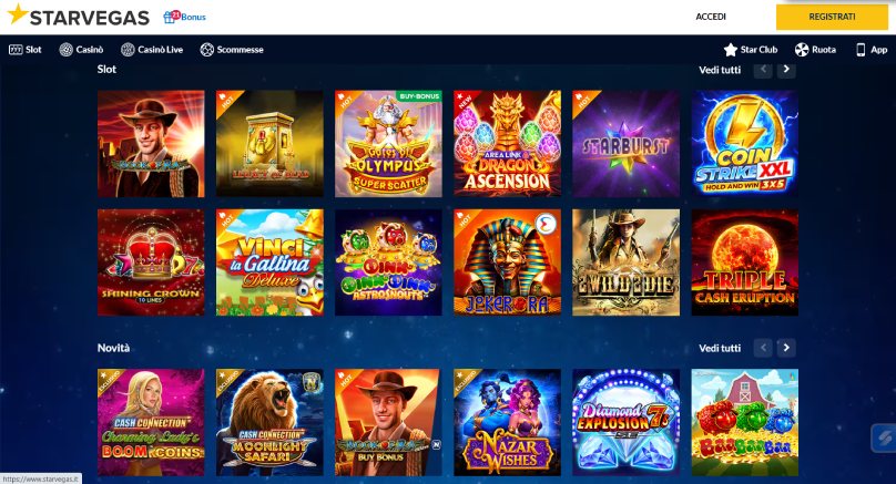 starvegas intro casino screenshot