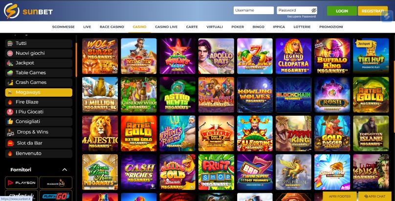 sunbet casino slot screenshot