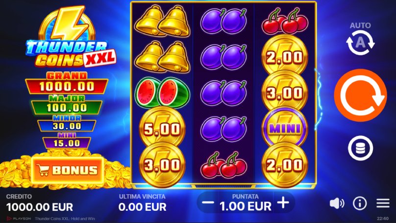 thunder coins hold and win slot screenshot