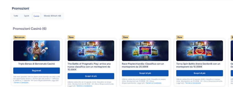 william hill promo utenti iscritti screenshot